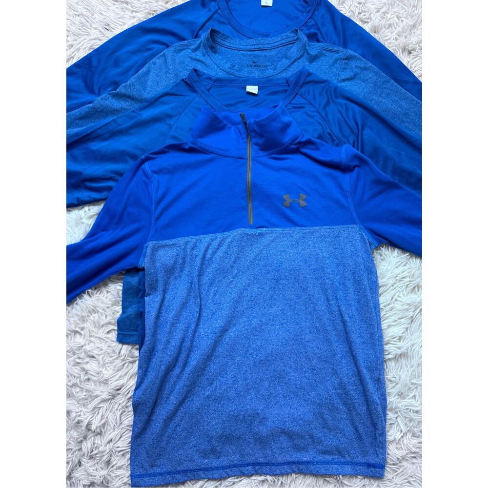 4 piece boys Blue Long-sleeve bundle size Large 16 by Nike, Under Armour & JR Te - Picture 2 of 14